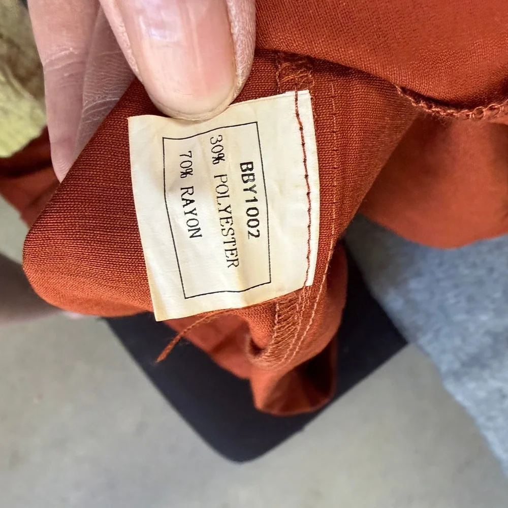 Womens Large Rust Orange Utility Coat Trench LONG Drawstring Long Rayon BBY1002 - Picture 9 of 16